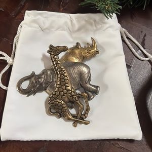 Antique Metal Safari Brooch